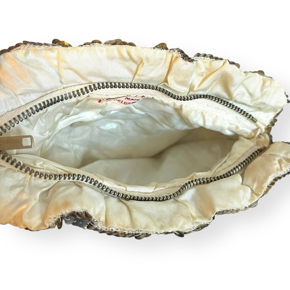 Vintage 1960s Sequin Evening Bag Clutch Silver Made In Belgium - Picture 4 of 9